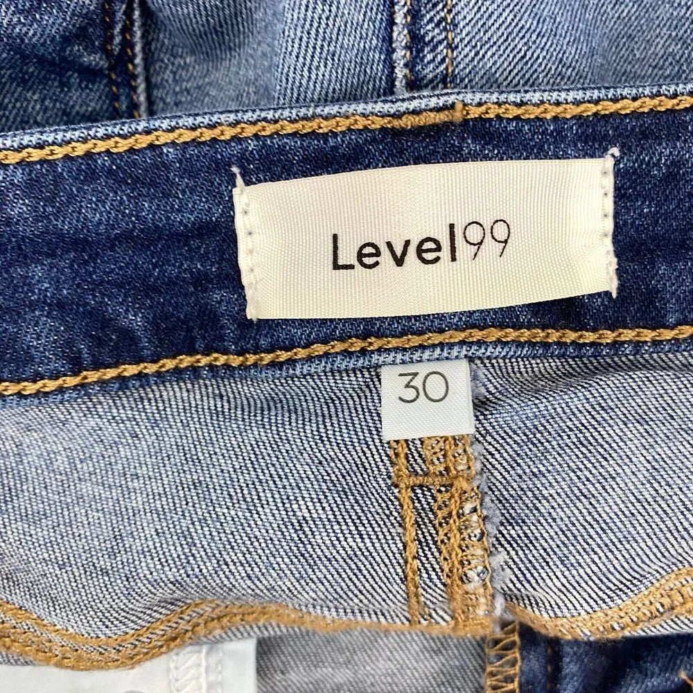 Anthropologie Level 99 Megan Jean Shorts Sz 30 Blue‎ Stretch Denim Cuffed - Picture 7 of 10